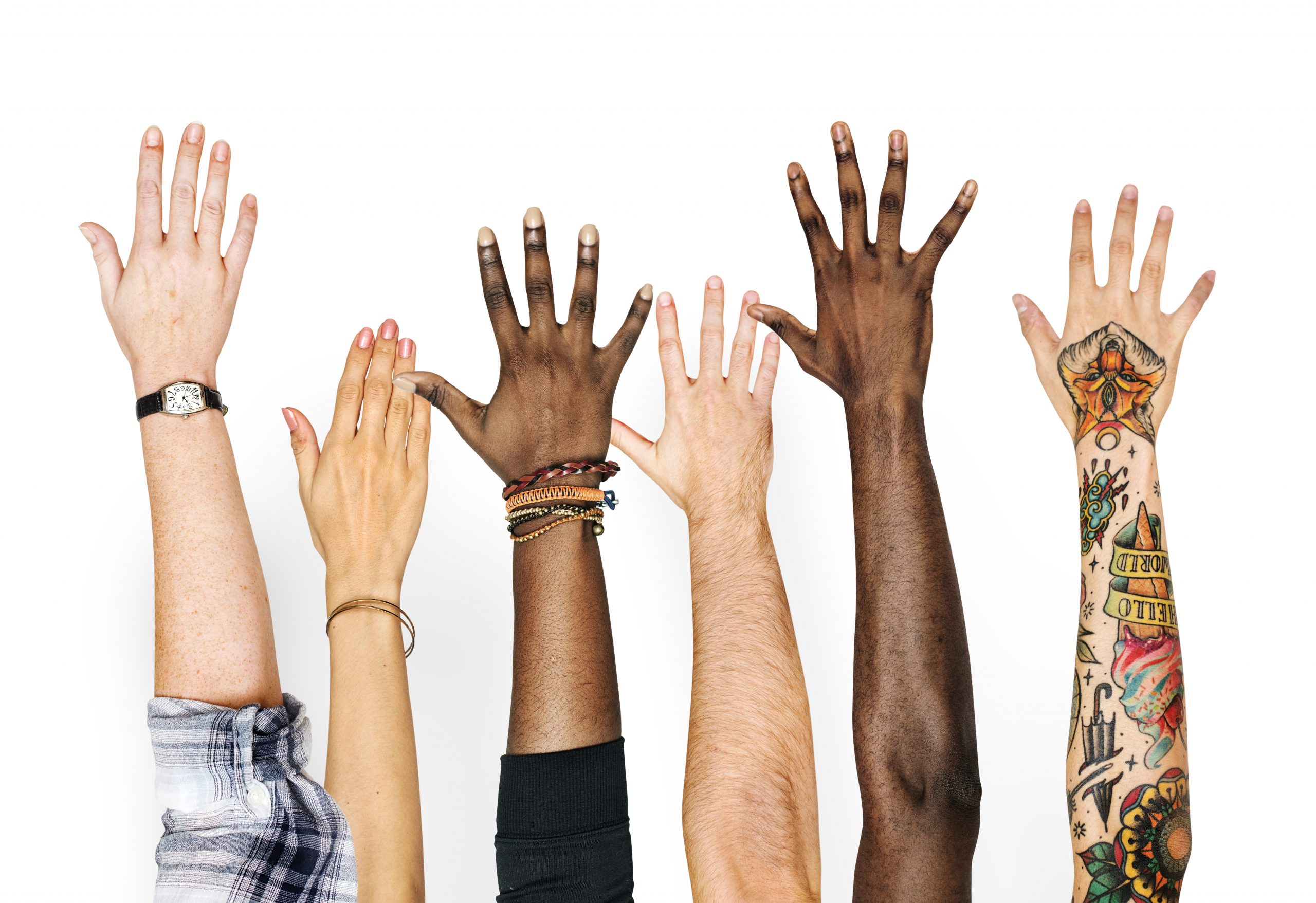 Cultures topic. Этническое разнообразие. Поднятая рука. Мультикультурализм. Многообразие руки.