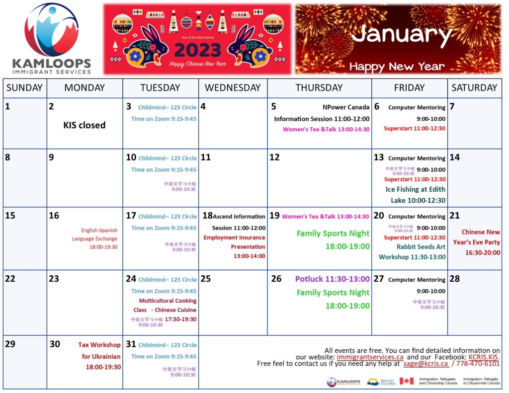Event Calendar Kamloops Immigrant Services