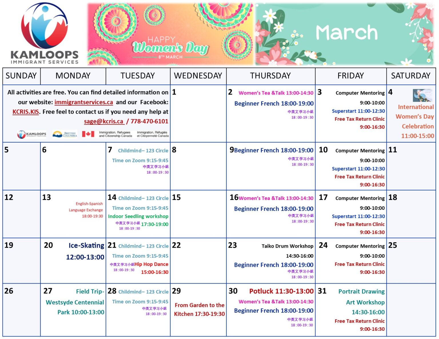 Event Calendar Kamloops Immigrant Services